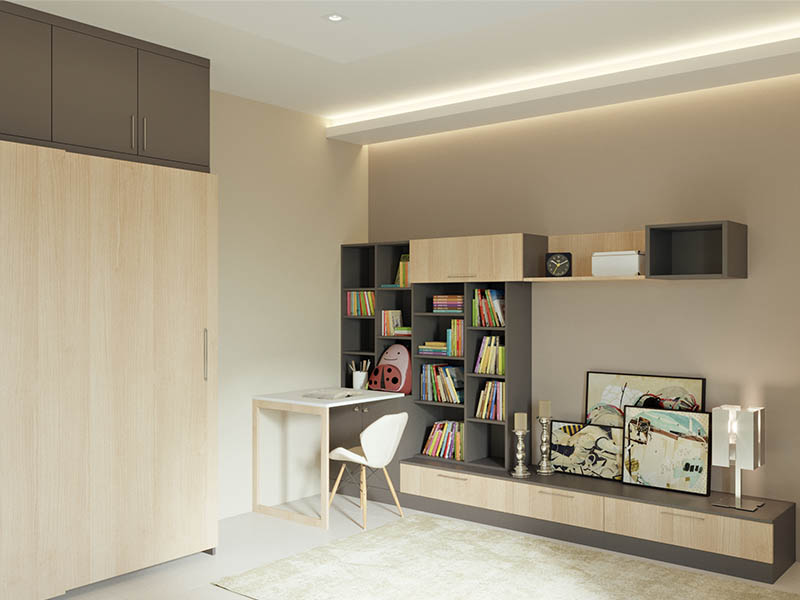 Brown Cream Floor To Ceiling Wardrobe